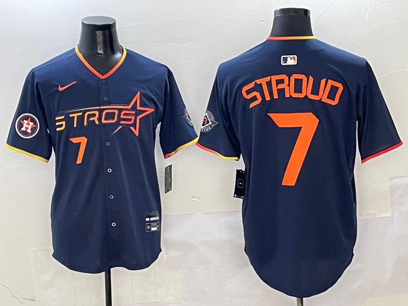 Men Houston Astros #7 Stroud Blue three generations Joint Name Nike 2025 MLB Jersey style 6